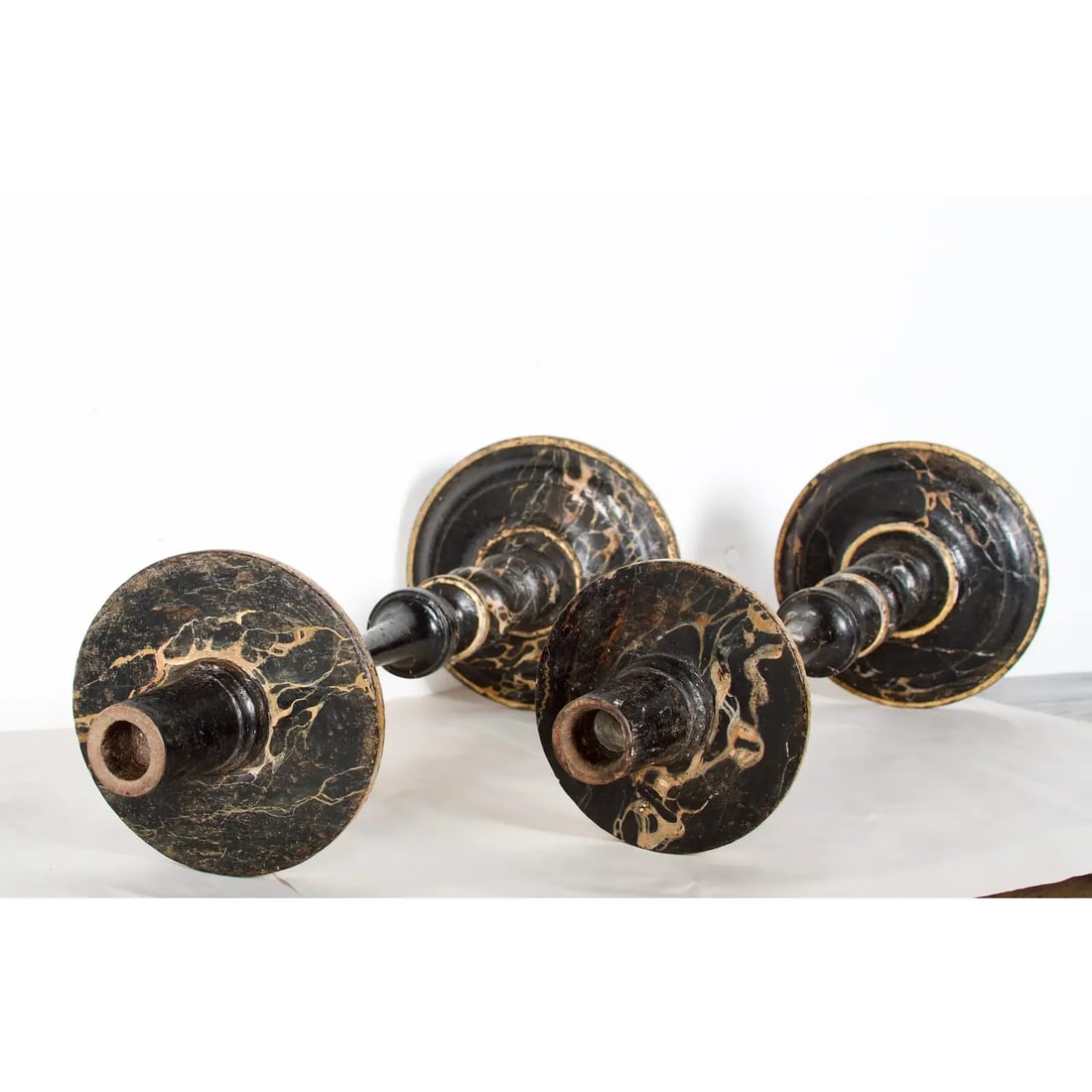 Mid 19th Century Italian Baroque Style Faux Marble Candle Torcheres - a Pair - 4
