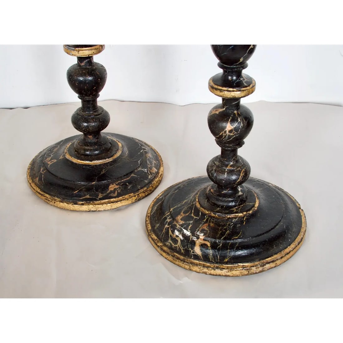 Mid 19th Century Italian Baroque Style Faux Marble Candle Torcheres - a Pair - 7