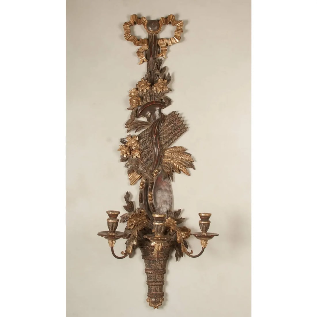 19th Century English Regency Carved Giltwood Sconces or Wall Appliques - A Pair - 4