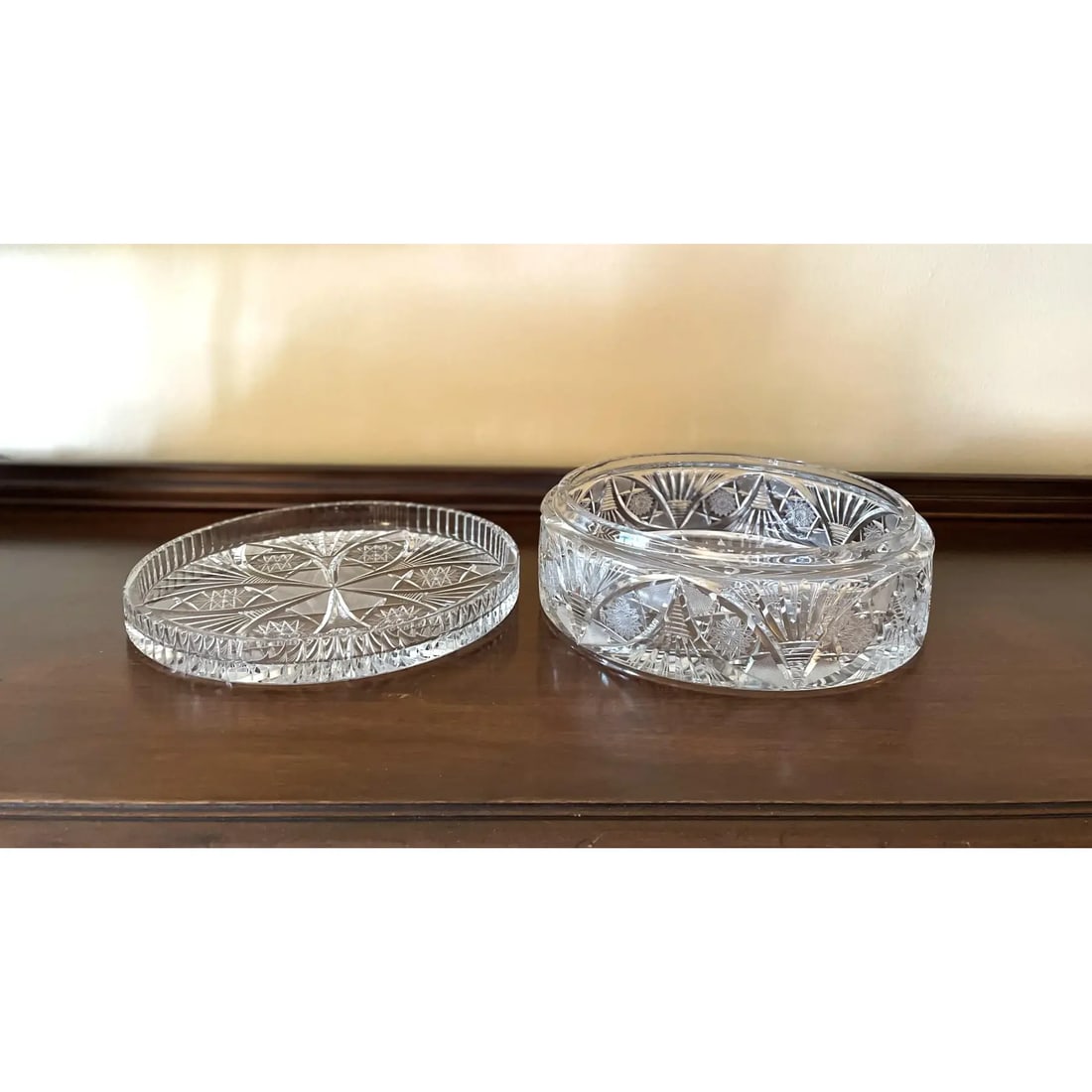 1950s Mid-Century Waterford Large Leaded Crystal Decorative Centerpiece Container With Lid - 3