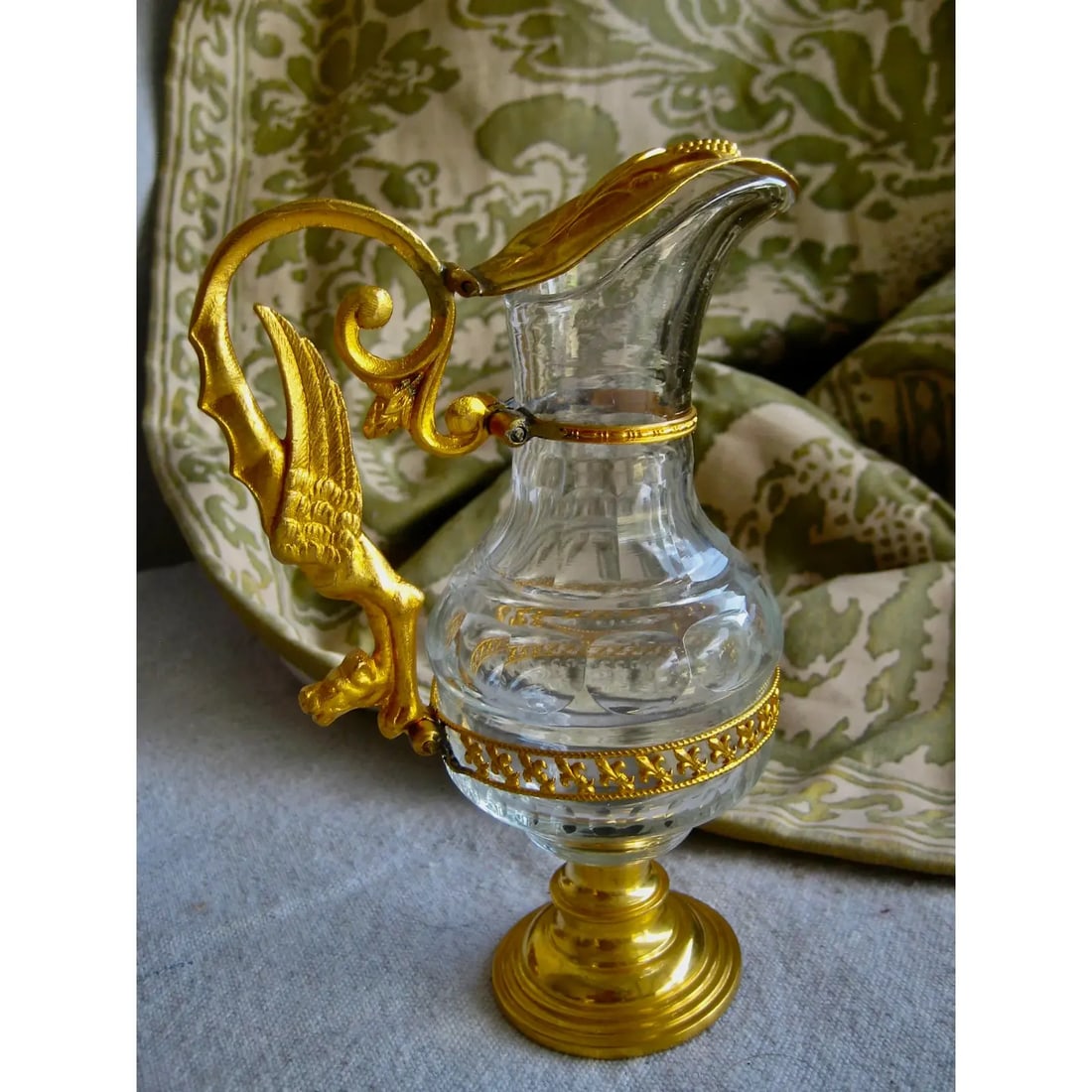 19th Century French Brass Enameled Cruet or Burettes Tray - 3 Piece Set - 8