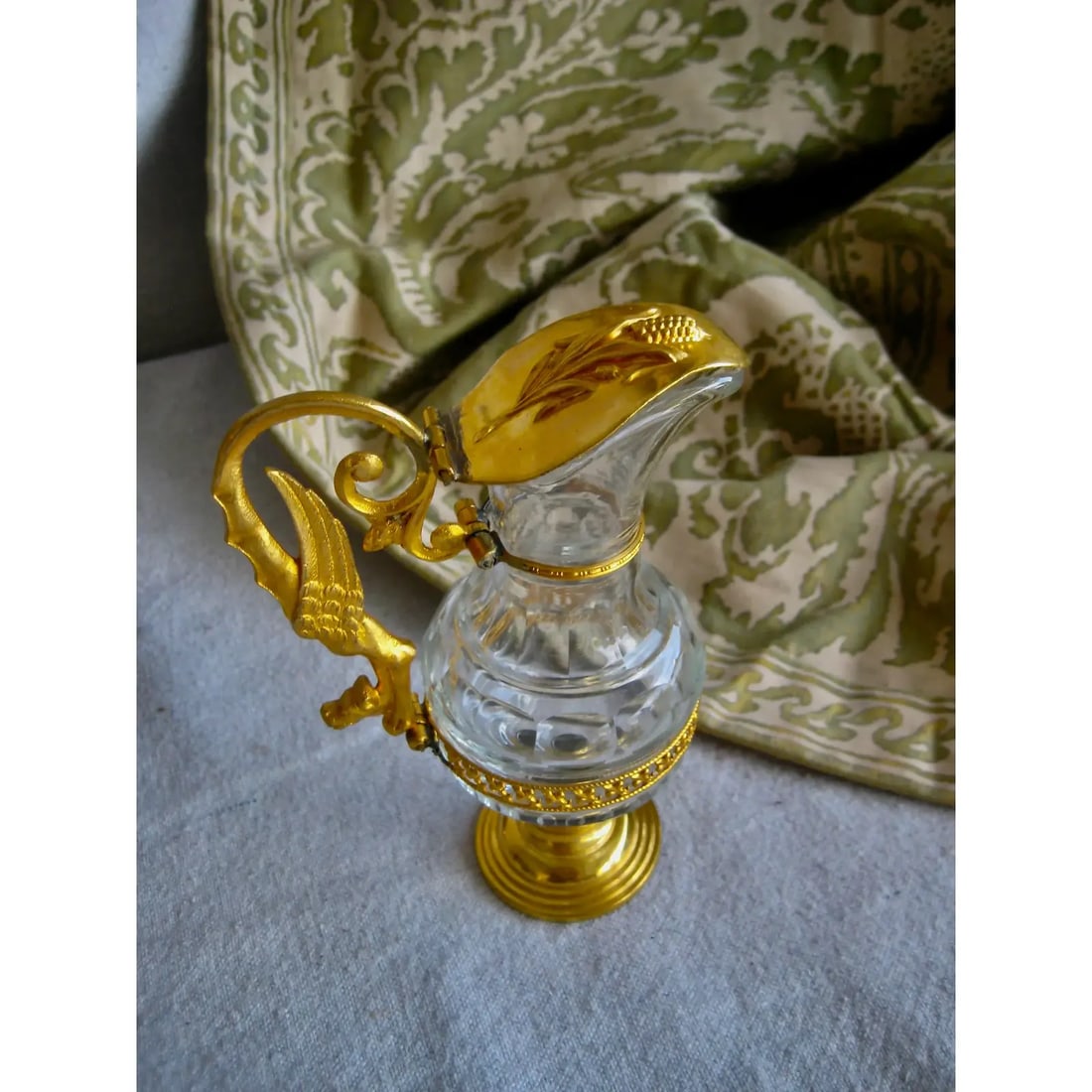 19th Century French Brass Enameled Cruet or Burettes Tray - 3 Piece Set - 9