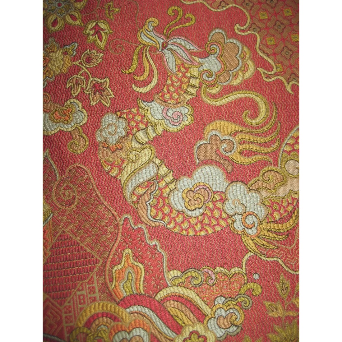Large Pair of Chinoiserie Vintage Jacquart Curtains -Drapes - 10