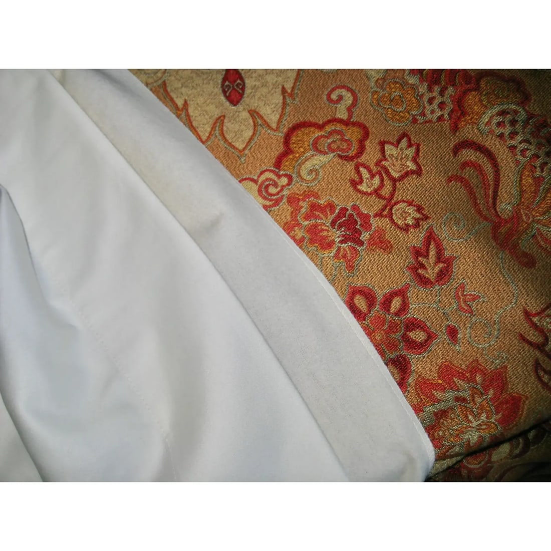 Large Pair of Chinoiserie Vintage Jacquart Curtains -Drapes - 11