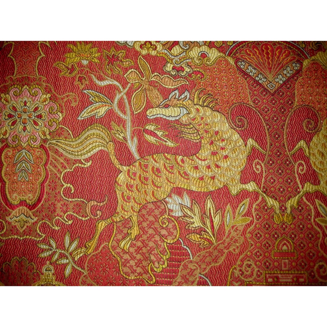 Large Pair of Chinoiserie Vintage Jacquart Curtains -Drapes - 6