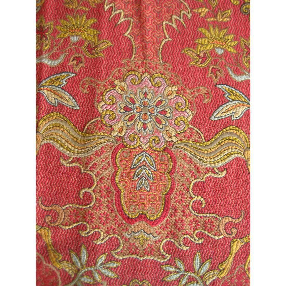 Large Pair of Chinoiserie Vintage Jacquart Curtains -Drapes - 7