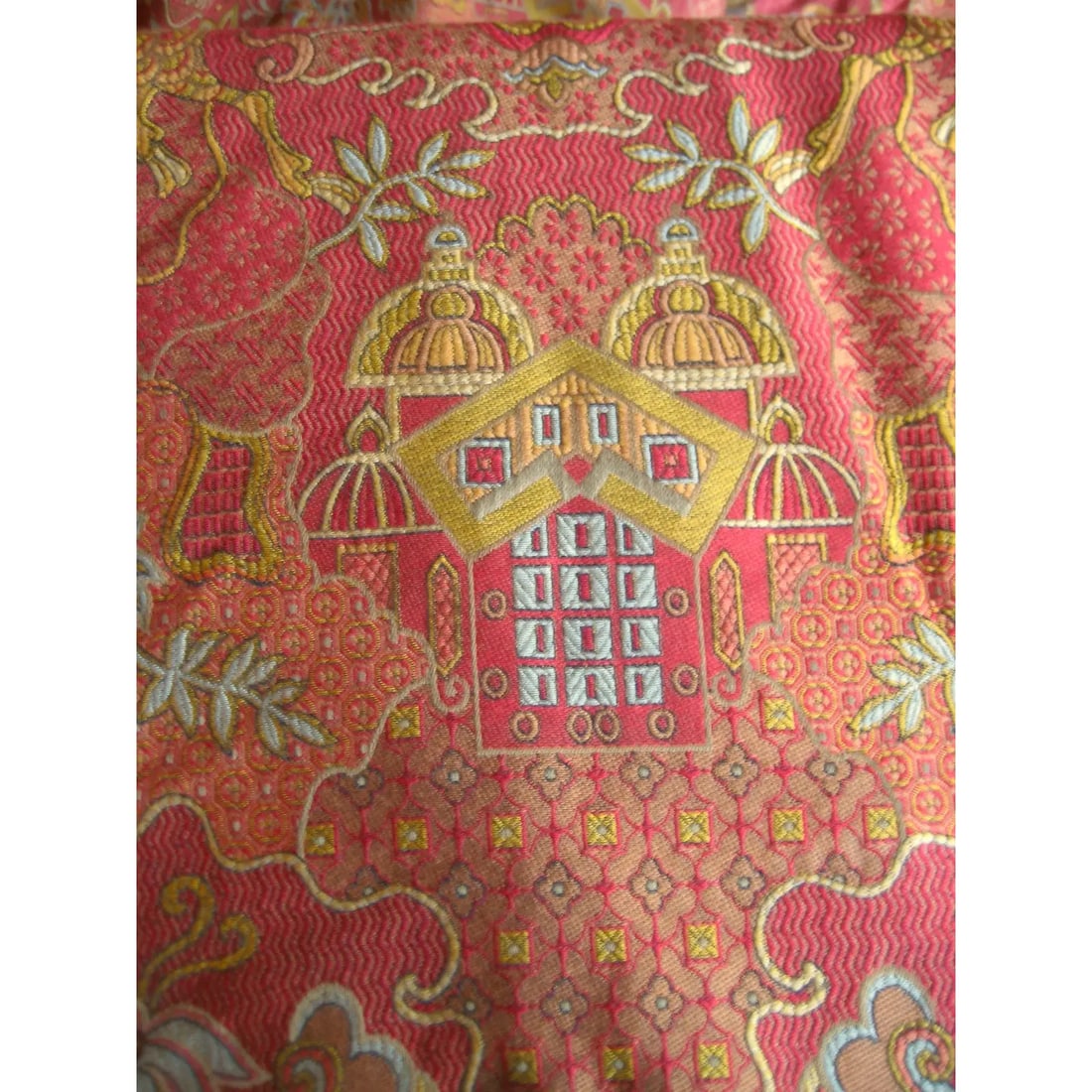 Large Pair of Chinoiserie Vintage Jacquart Curtains -Drapes - 8
