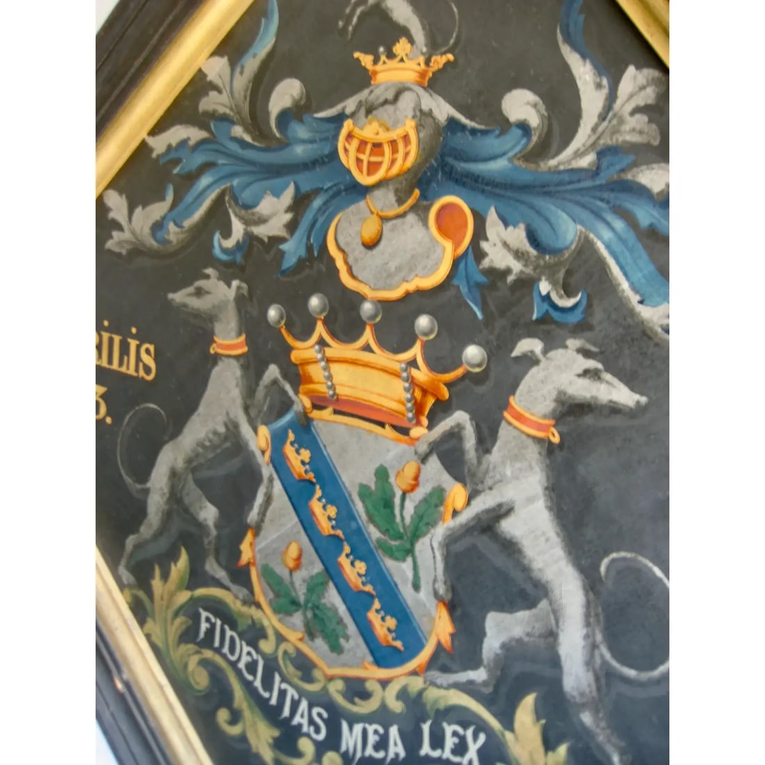 Coat of Arm Oil Painting 19th Century, Framed - 3