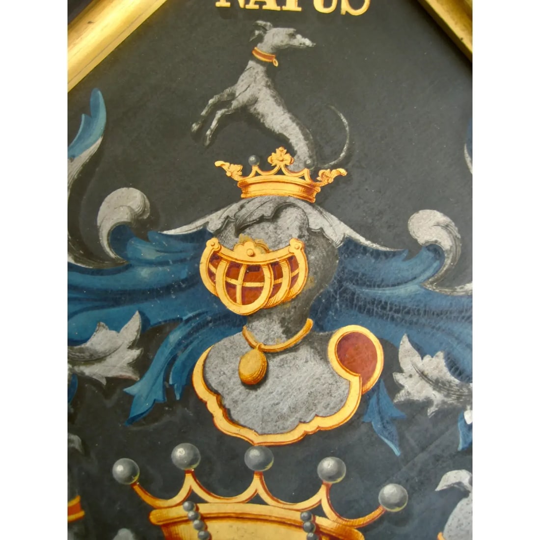 Coat of Arm Oil Painting 19th Century, Framed - 4