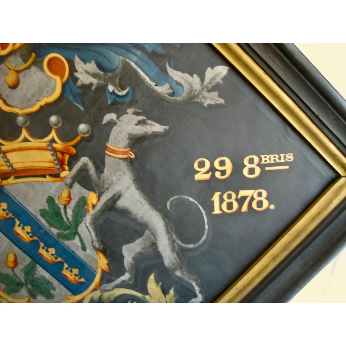 Coat of Arm Oil Painting 19th Century, Framed - 5