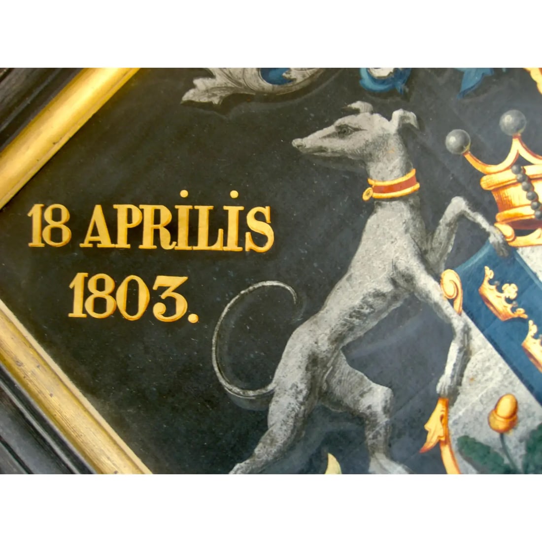 Coat of Arm Oil Painting 19th Century, Framed - 7