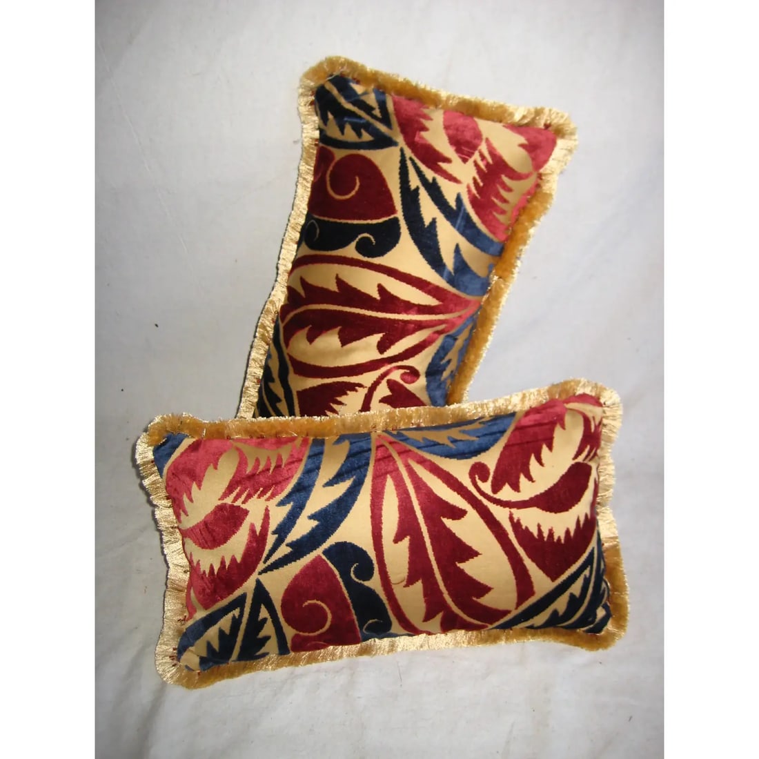 French Art Deco Raoul Dufy Velvet Grand Feuillage Design Pair of Pillows - 3