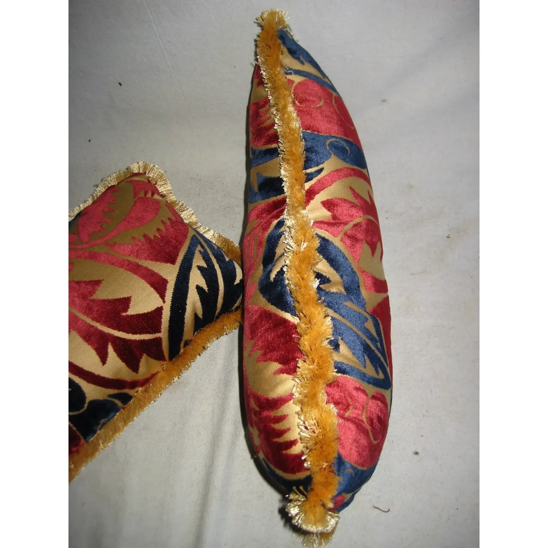 French Art Deco Raoul Dufy Velvet Grand Feuillage Design Pair of Pillows - 4