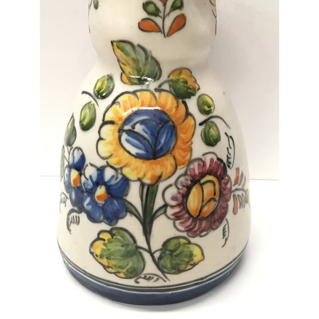 19th Century French Glazed Terracotta Pitcher Handmade & Hand-Painted - 7