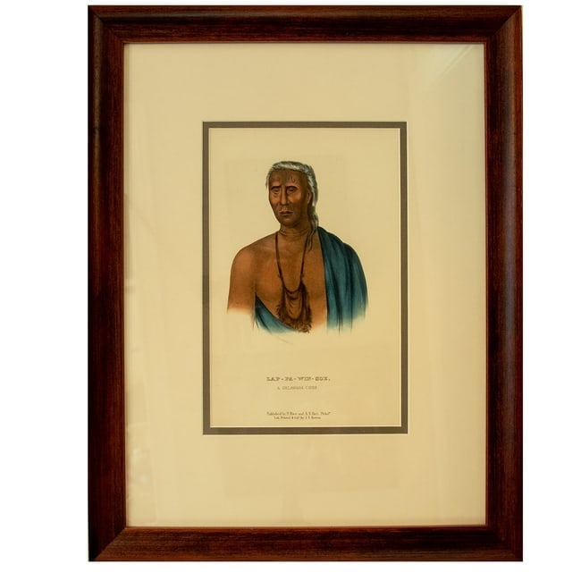 McKenney & Hall Native American Hand Colored Lithograph LAP-PA-WIN-SOE a Delaware Chief: Title: McKenney & Hall Native American Hand Colored Lithograph LAP-PA-WIN-SOE a Delaware ChiefDescription: LAP-PA-WIN-SOE a Delaware Chief by McKenney & Hall Native American Hand Colored LithographPub
