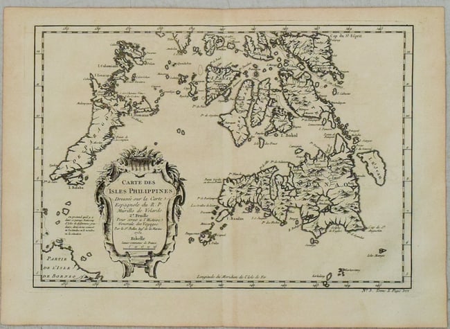1752 Bellin Map of Southern Portions of the Philippines -- Carte des Isles Philippines Dressee: Title:1752 Bellin Map of Southern Portions of the Philippines -- Carte des Isles Philippines Dressee sur la Carte Espagnole du R.P. Murillo de Velarde 2e Feuille…,li>Cartographer:J BellinYear/Place: