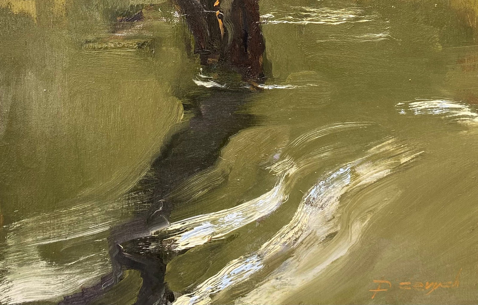 Oil painting Tree in the lake Yulia D. - 4