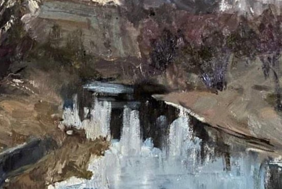 Oil painting Winter lake Yulia D. - 9