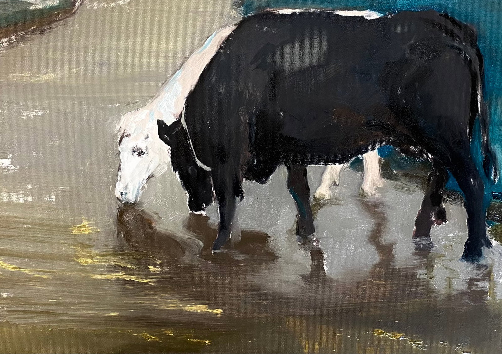 Oil painting Landscape Cow Yulia D. - 7