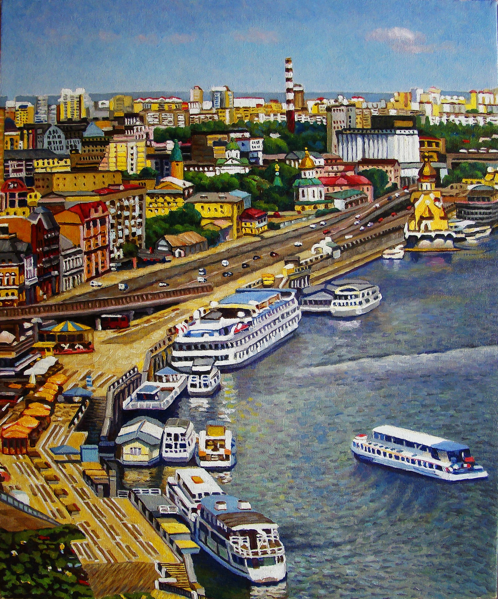 Oil painting Downtown Valerii B: Title: Oil painting Downtown Valerii B Description: 56Butk Painter: Valerii B S?ze: 50x60 cm/ 19.68x23.62 inches Components: oil, canvas Original painting from our collection ERA: Valery Hryhorovych