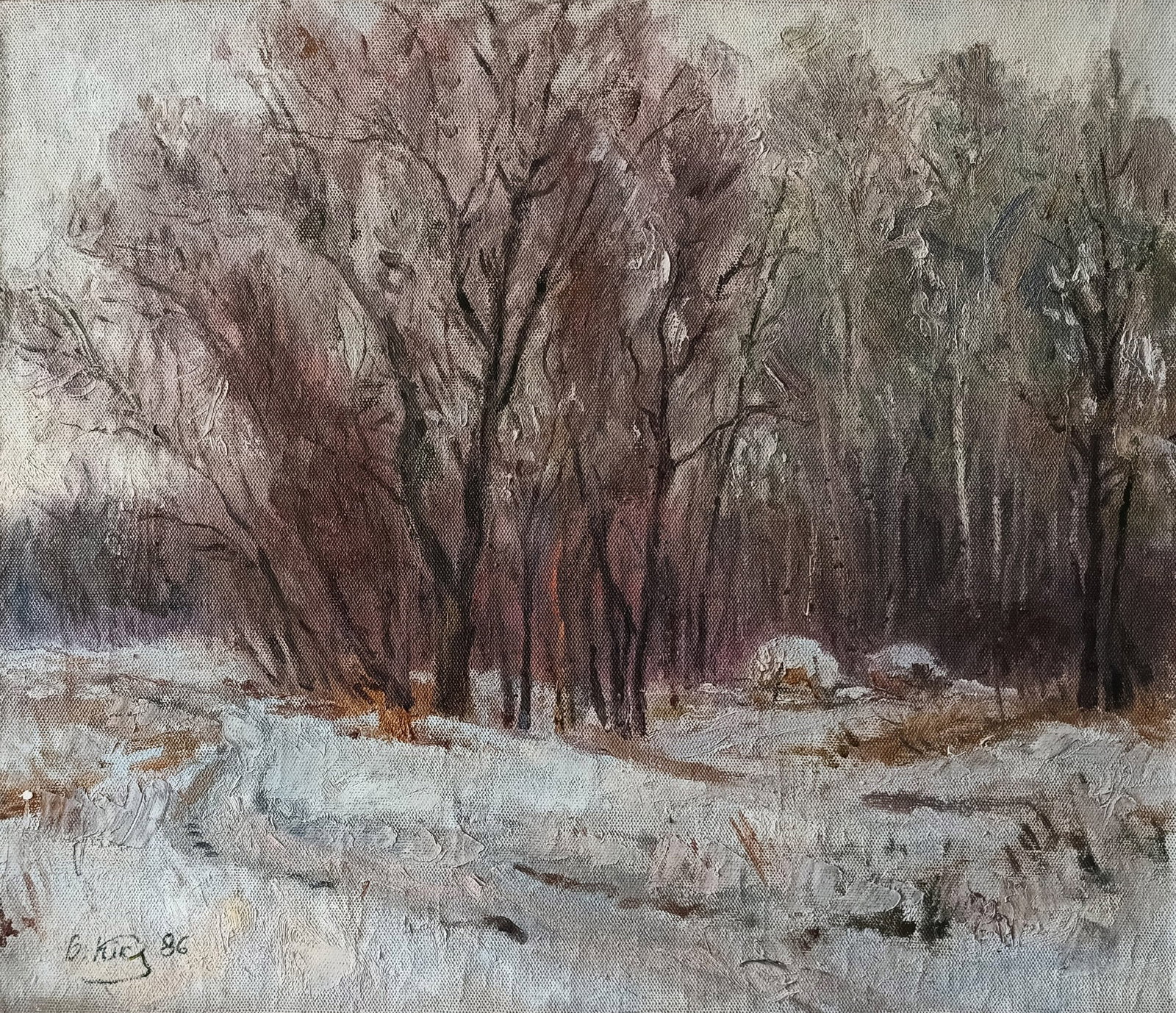 Oil painting Onset by honored painter Ukrainian Vasyl K.: Title: Oil painting Onset by honored painter Ukrainian Vasyl K. Description: 16Kv Painter: Vasyl K. S?ze: 61x72 cm/ 24.01x28.34 inches Components: oil, canvas Original painting CONDITION: exellent ERA