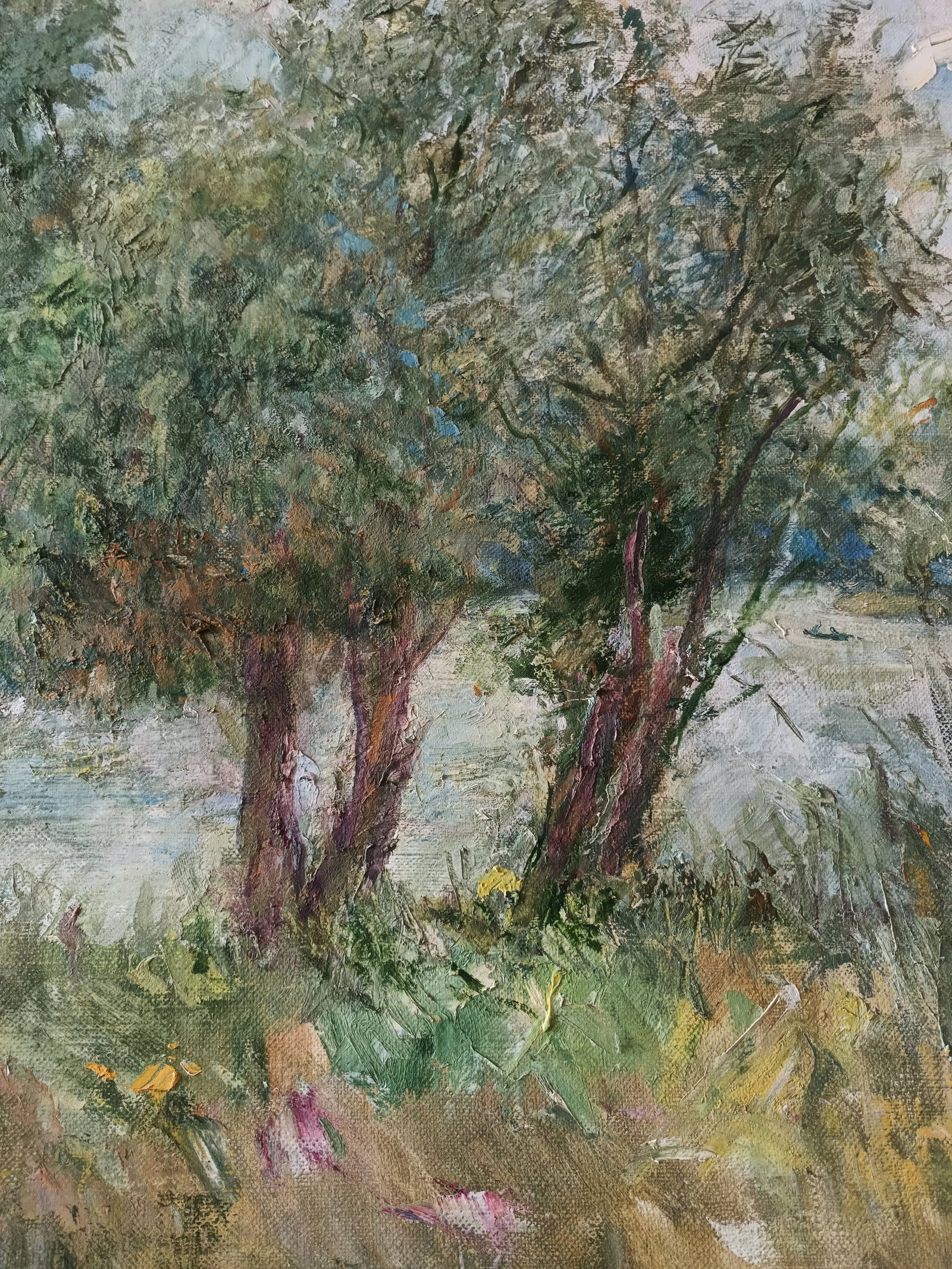 Oil painting Trees by the river by honored painter Ukrainian Vasyl K. - 7