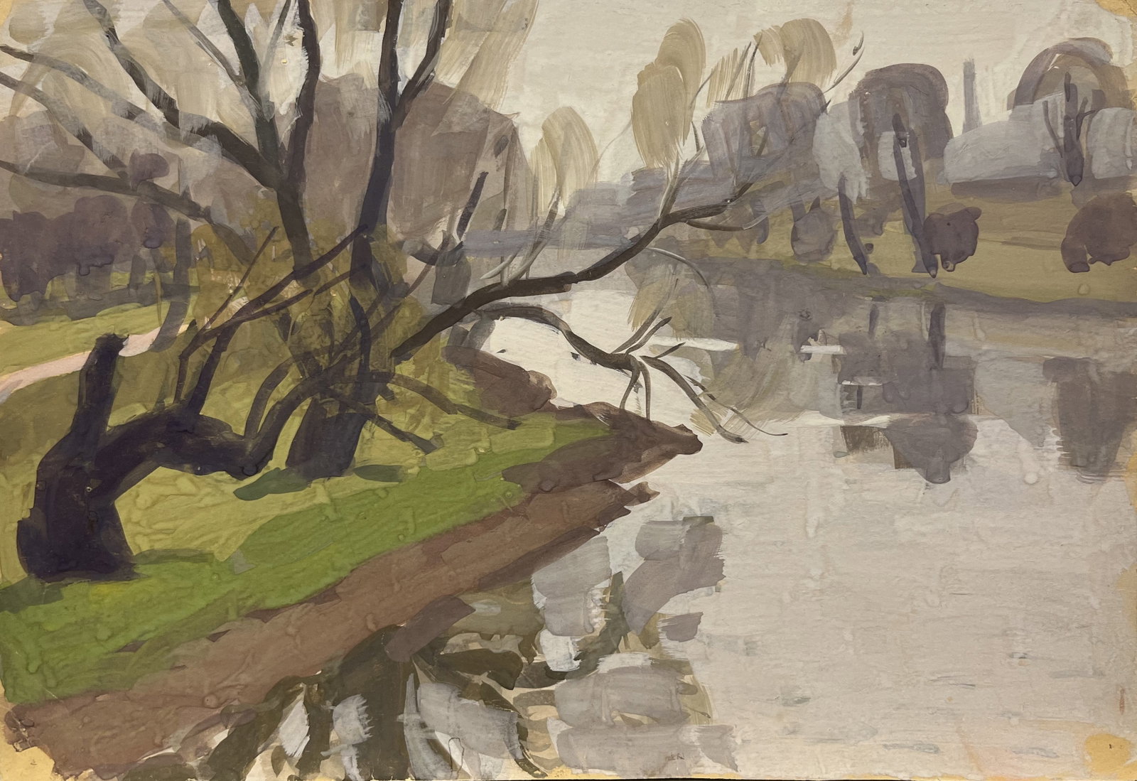 Watercolor painting Quiet river Maciejewskaya (1 of 8)