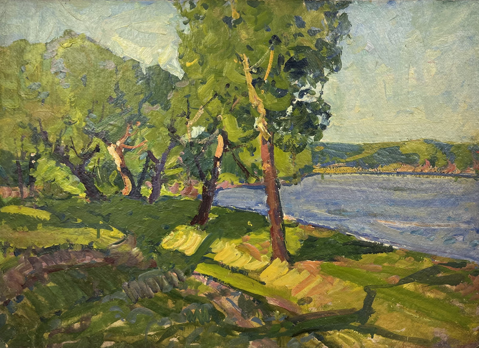 Oil painting Summer cool Kolosovsky G.: Title: Oil painting Summer cool Kolosovsky G. Description: 77Duk Painter: Kolosovsky G. S?ze: 49,5x69 cm/19,48x27,16 inches Components: Oil, cardboard Original painting from our collection ERA: Short