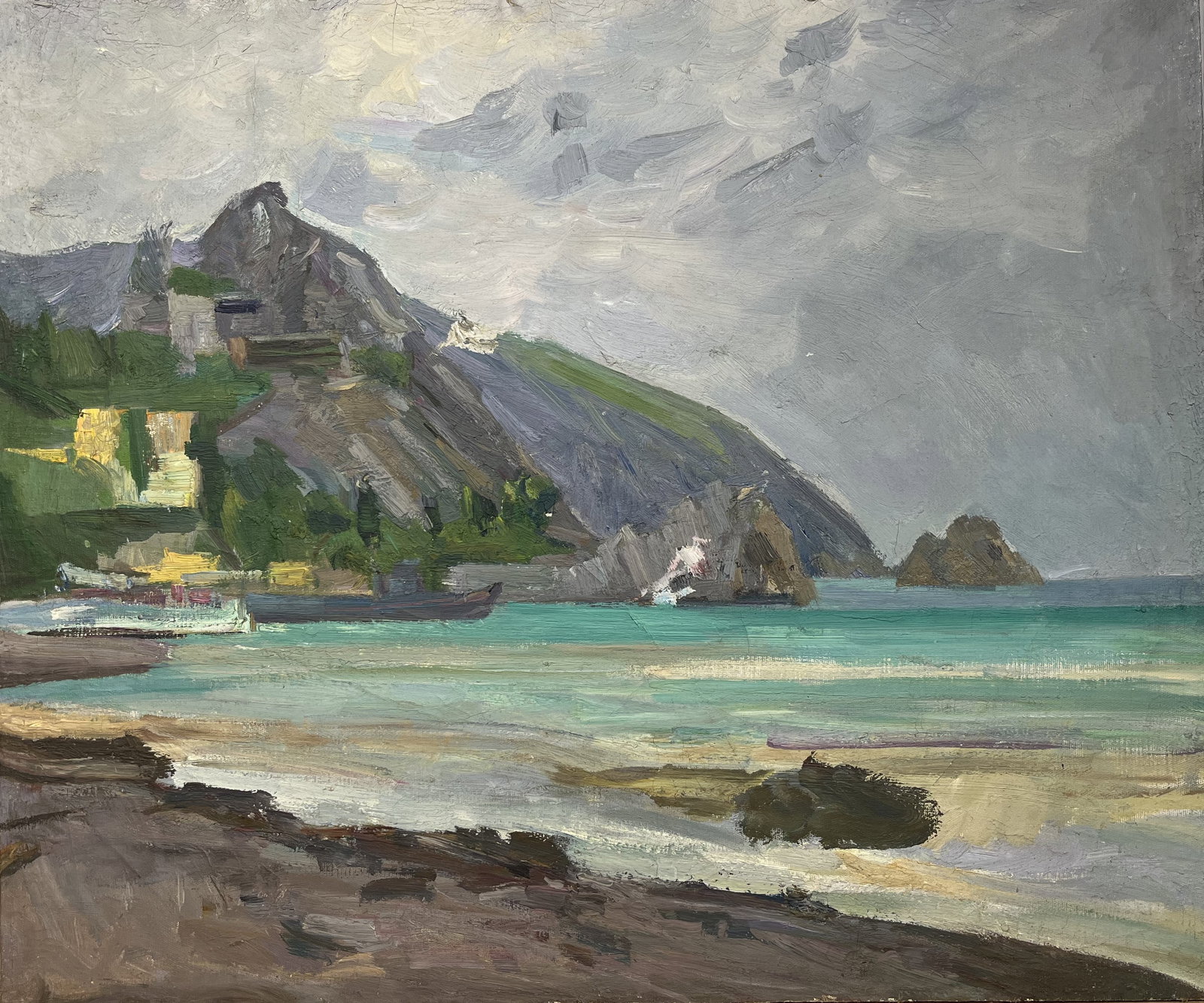 Oil painting Evening by the sea Kogan-Shatz: Title: Oil painting Evening by the sea Kogan-Shatz Description: 103??Duk Painter: Kogan-Shatz S?ze: 82x70 cm/32,28x27,56 inches Components: oil, canvas Original painting from our collection ERA: Short
