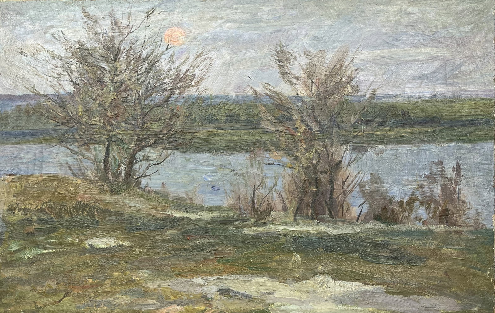 Oil painting Last snow Kogan-Shatz: Title: Oil painting Last snow Kogan-Shatz Description: 108??Duk Painter: Kogan-Shatz S?ze: 89x57,5 cm/35,04x22,63 inches Components: oil, canvas Original painting from our collection ERA: Short inform