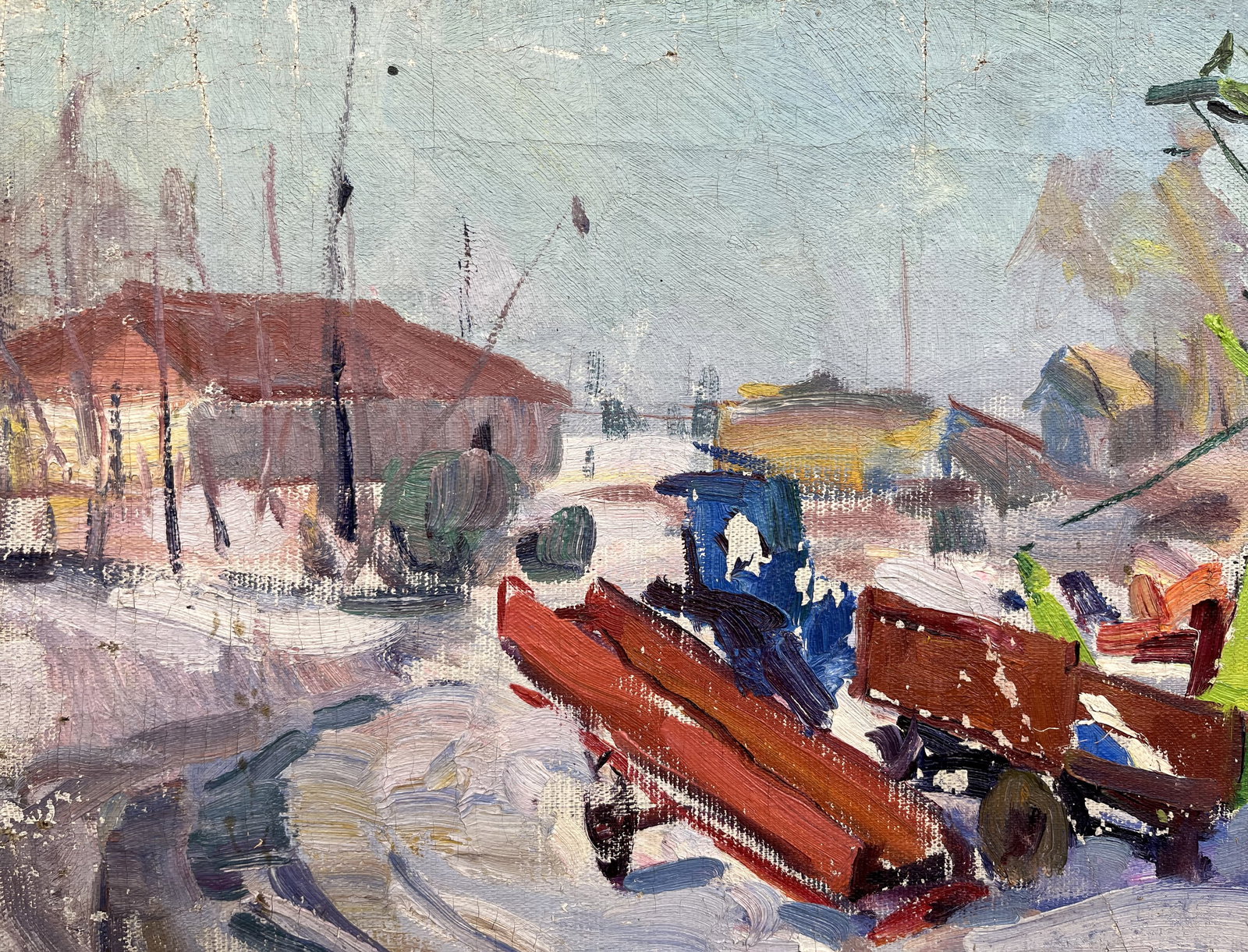 Oil painting Collective farm yard Minsky G. - 3