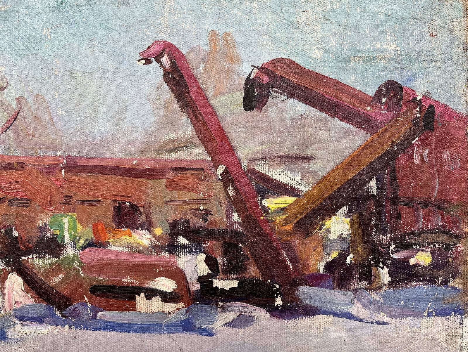 Oil painting Collective farm yard Minsky G. - 4