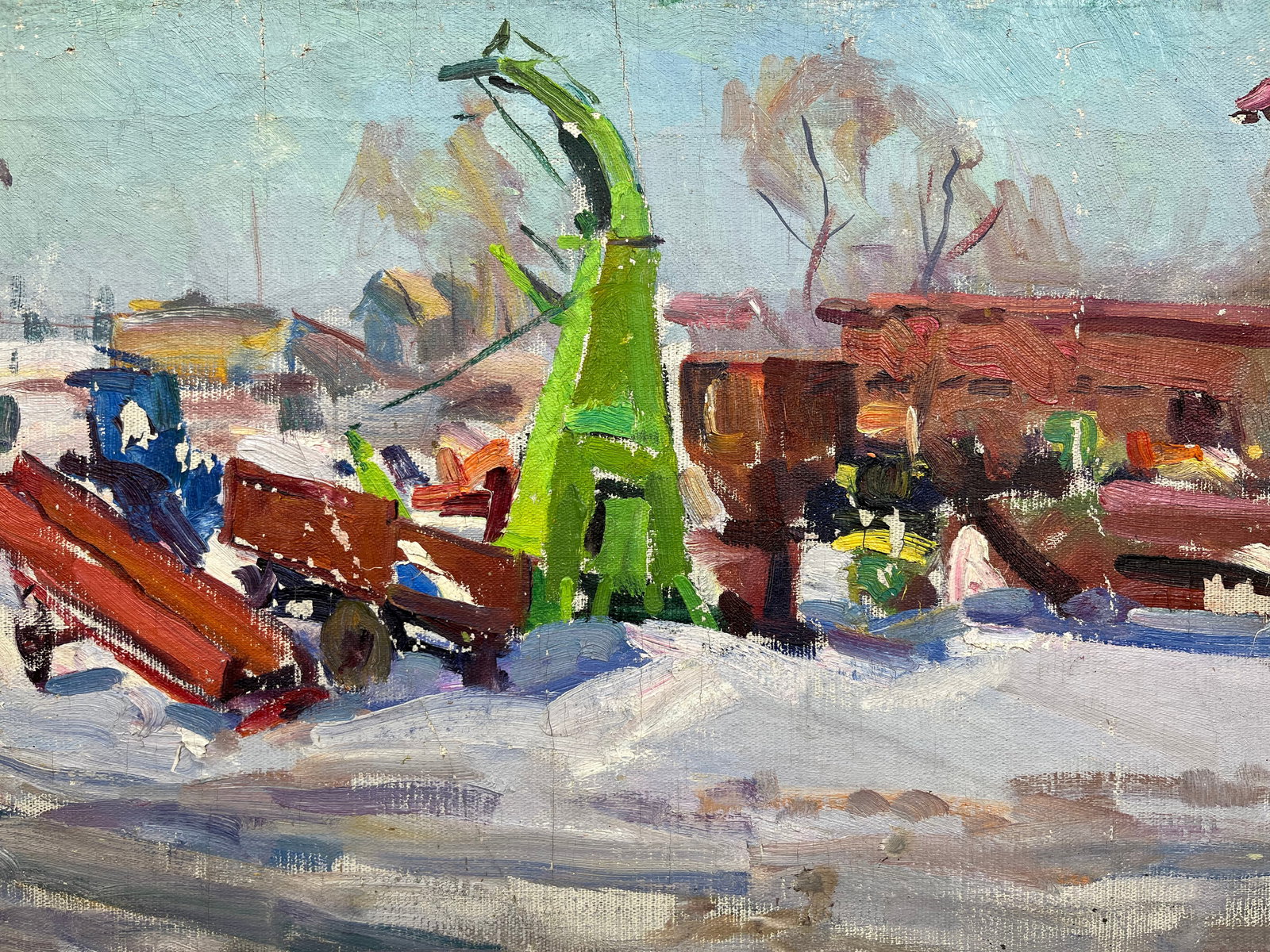 Oil painting Collective farm yard Minsky G. - 8