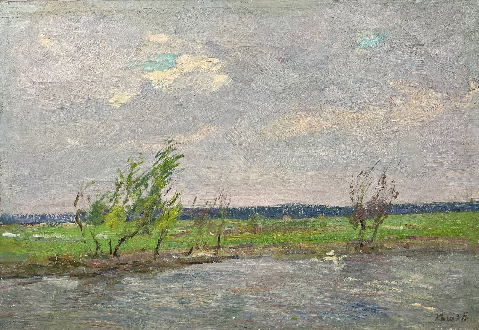 Oil painting Wind over the river Kogan-Shatz - 3