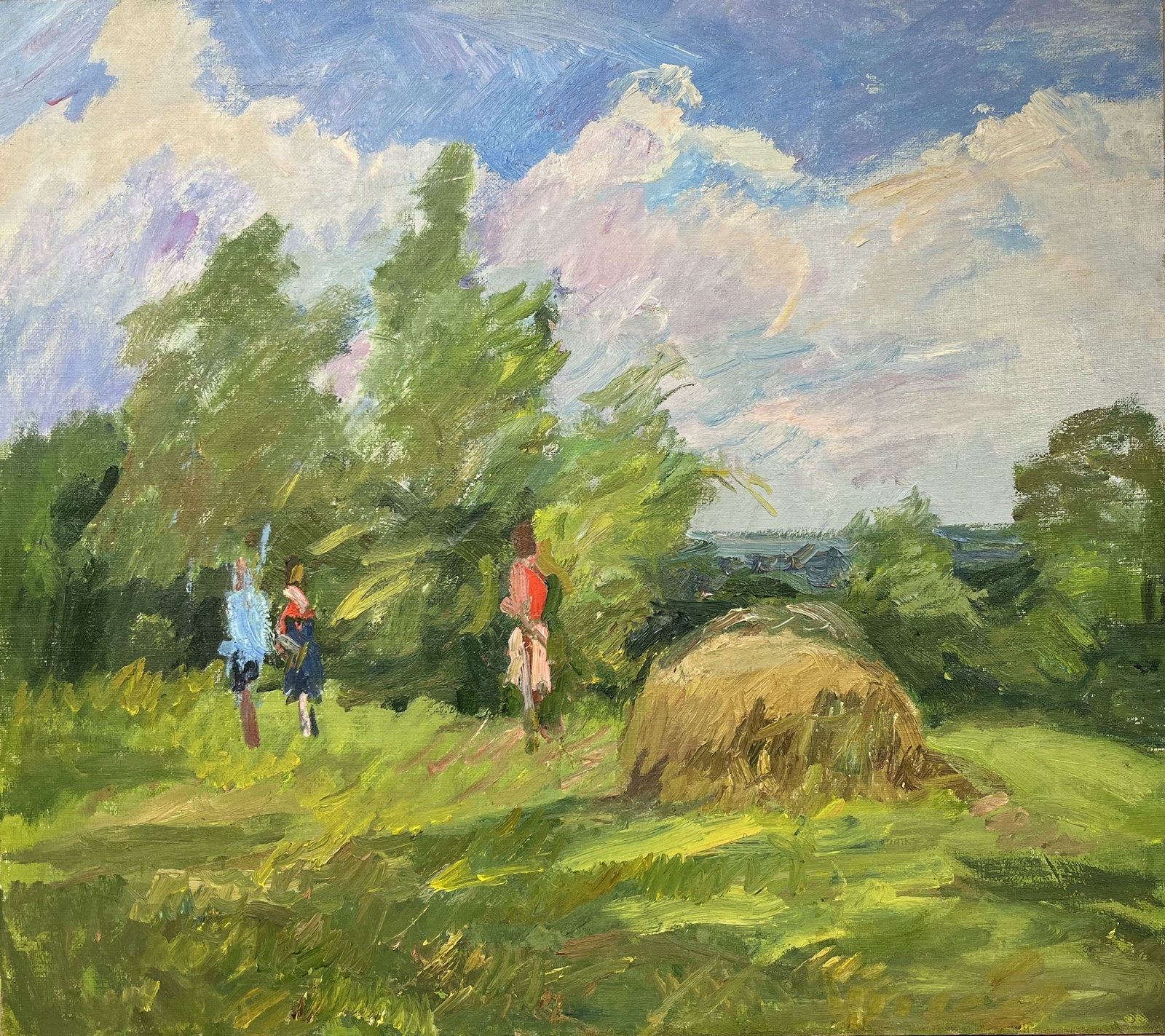 Oil painting In the meadow Kogan-Shatz: Title: Oil painting In the meadow Kogan-Shatz Description: 127??Duk Painter: Kogan-Shatz S?ze: 79,5x89,5 cm/31,30x35,23 inches Components: oil, canvas Original painting from our collection ERA: Short