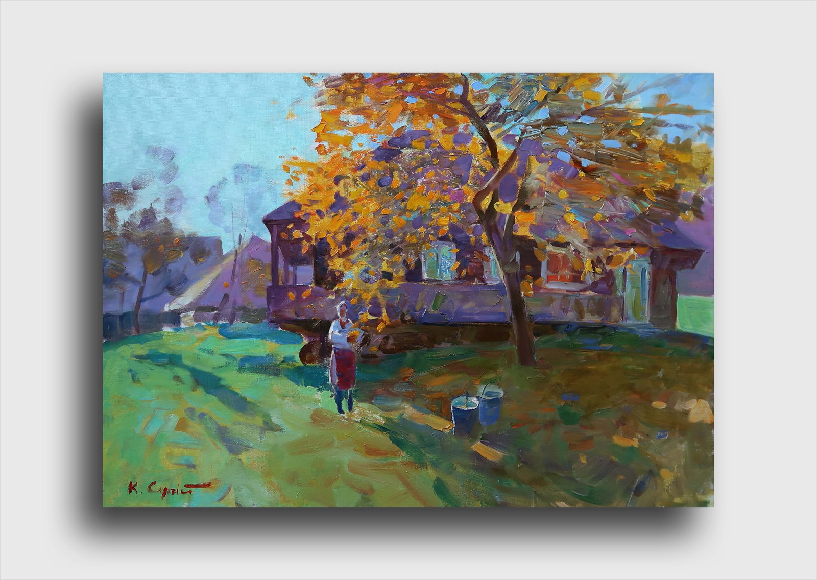 Oil painting Autumn Serg Kovalenko: Title: Oil painting Autumn Serg Kovalenko Description: 25SK Painter: Serg Kovalenko S?ze: 50x70 cm/19.7x27.6 inches Components: oil, canvas Original painting CONDITION: exellent ERA: modern Graduated 