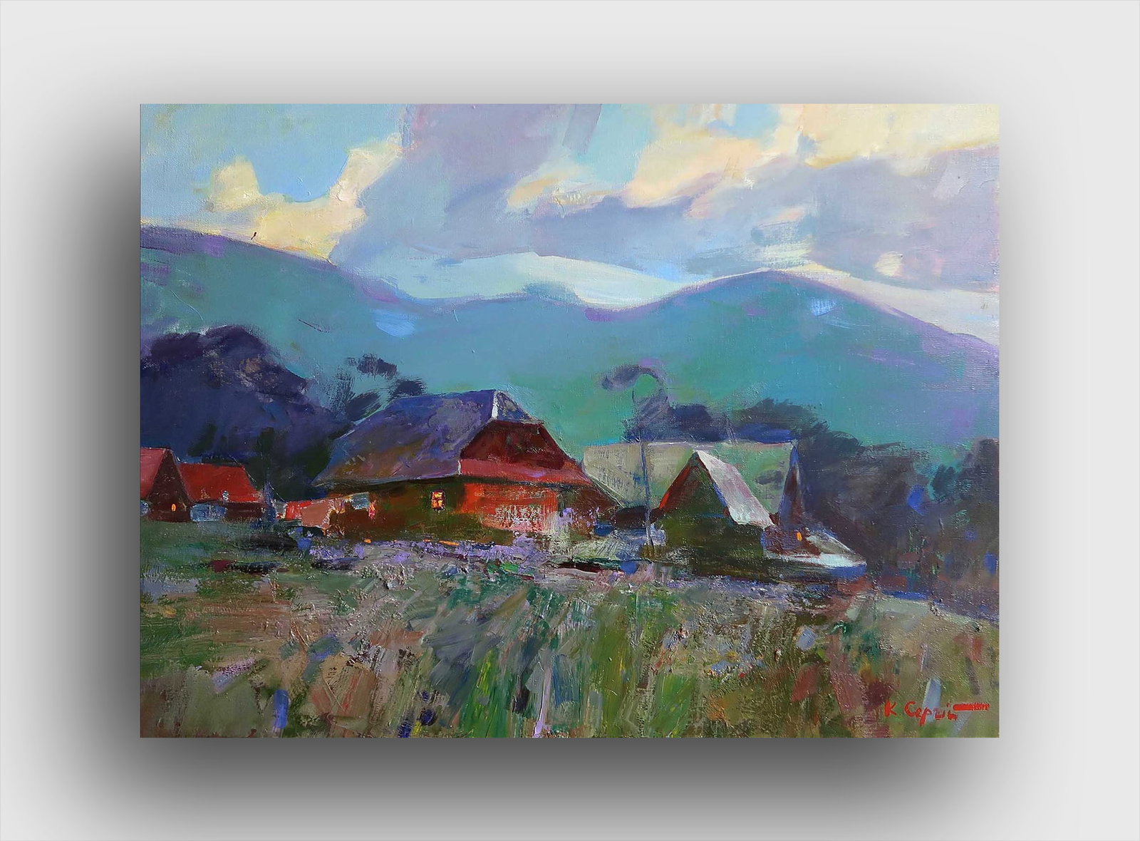 Oil painting Mountains Serg Kovalenko: Title: Oil painting Mountains Serg Kovalenko Description: 60SK Painter: Serg Kovalenko S?ze: 60x80 cm/23.6x31.5 inches Components: oil, canvas Original painting CONDITION: exellent ERA: modern Graduat