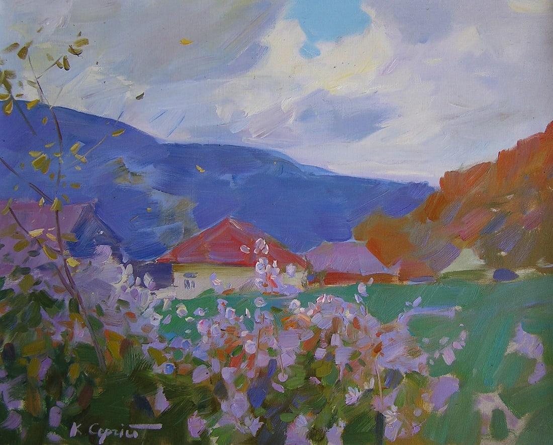 Oil painting Carpathian Mountains Serg Kovalenko: Title: Oil painting Carpathian Mountains Serg Kovalenko Description: 98SK Painter: Serg Kovalenko S?ze: 60x50 cm/23.6x19.7 inches Components: oil, canvas Original painting CONDITION: exellent ERA: mod