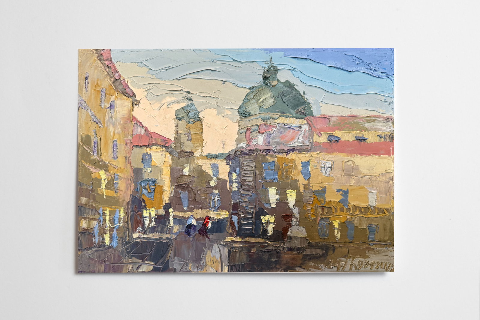 Oil painting with farme Market area K. Leonid - 2