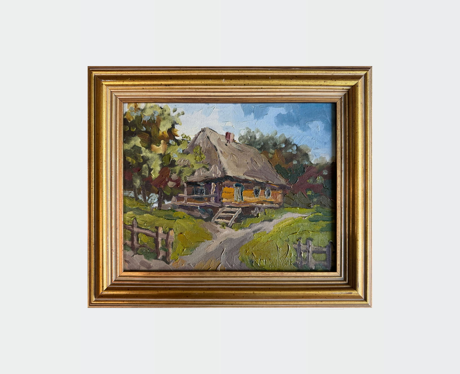 Oil painting with farme old hut K. Leonid - 2