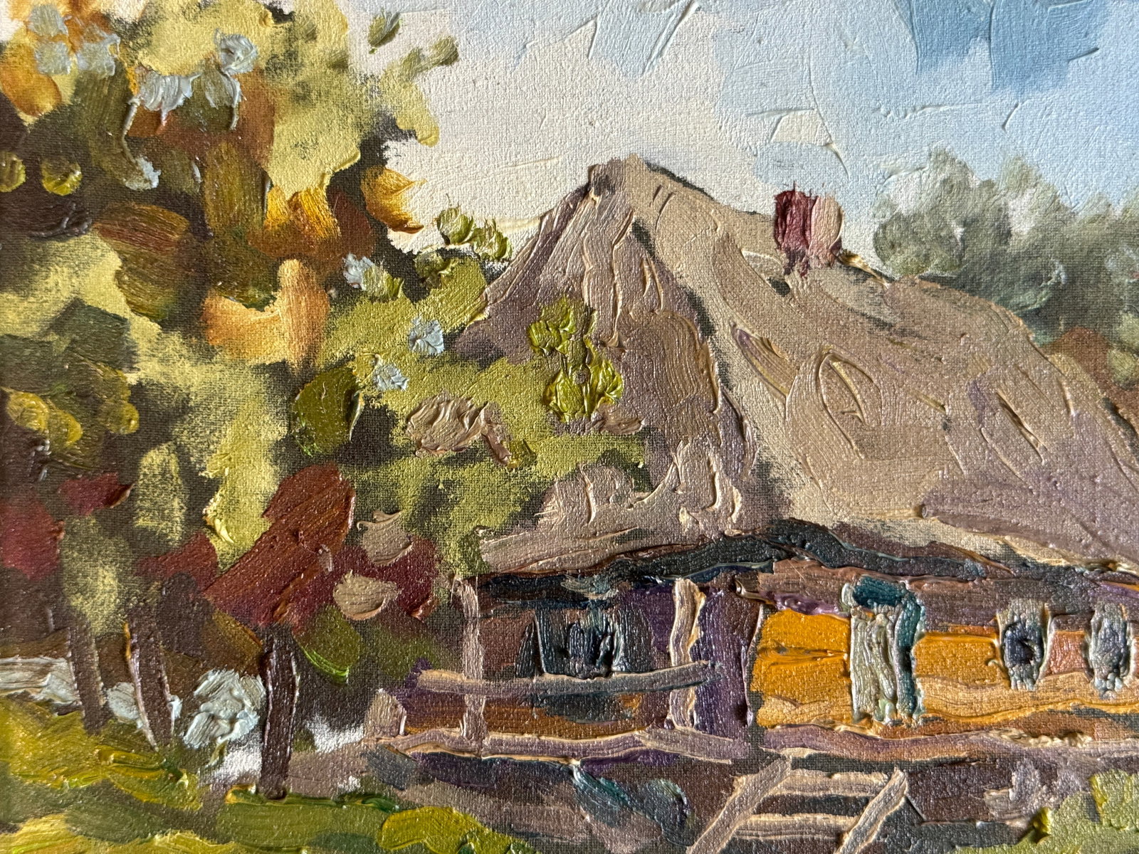 Oil painting with farme old hut K. Leonid - 4