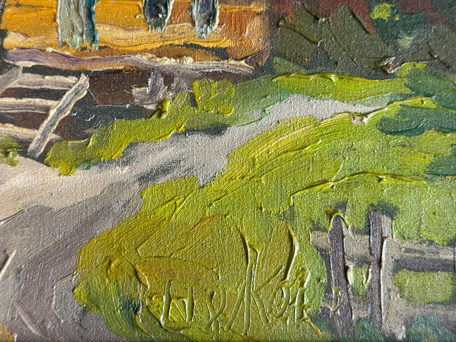 Oil painting with farme old hut K. Leonid - 6