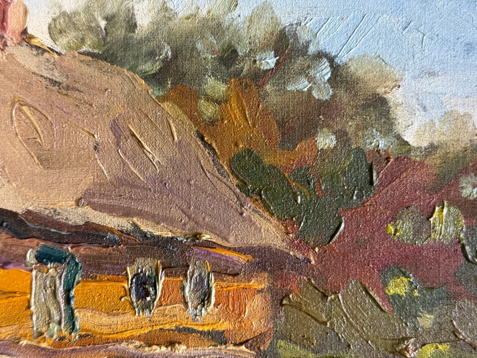 Oil painting with farme old hut K. Leonid - 7