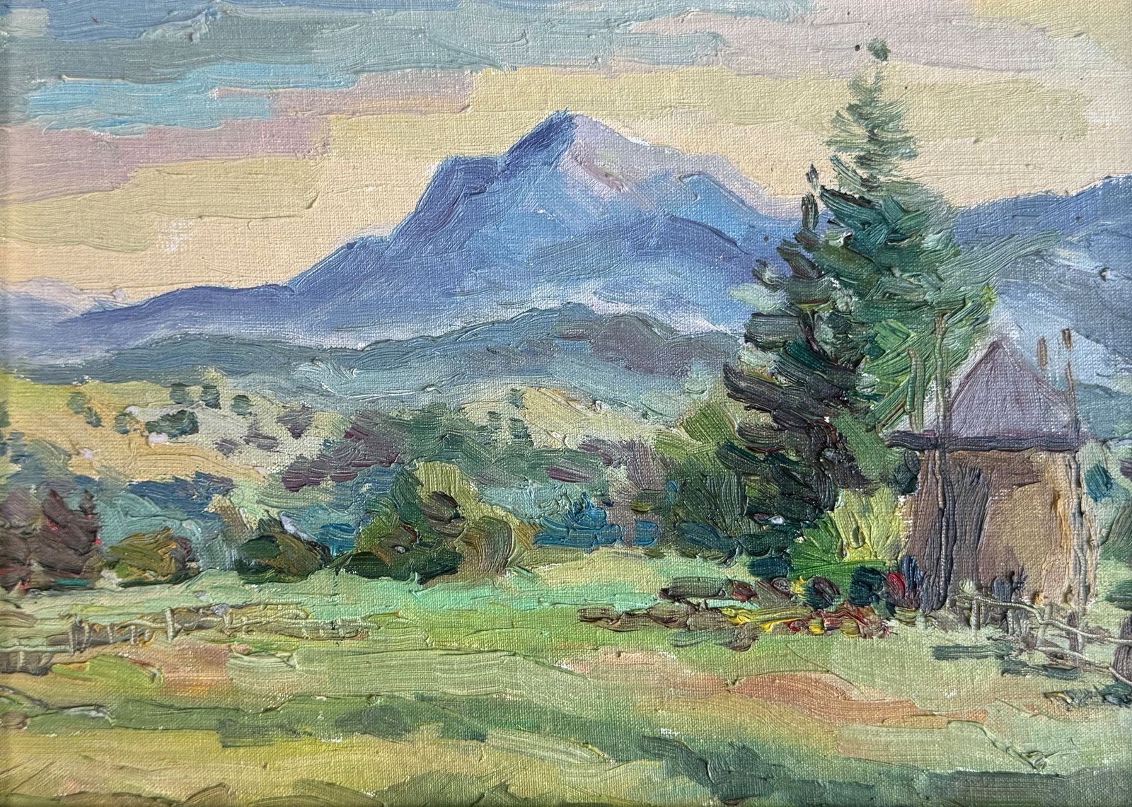 Oil painting with farme Carpathians. Chorna Tysa K. Leonid - 3