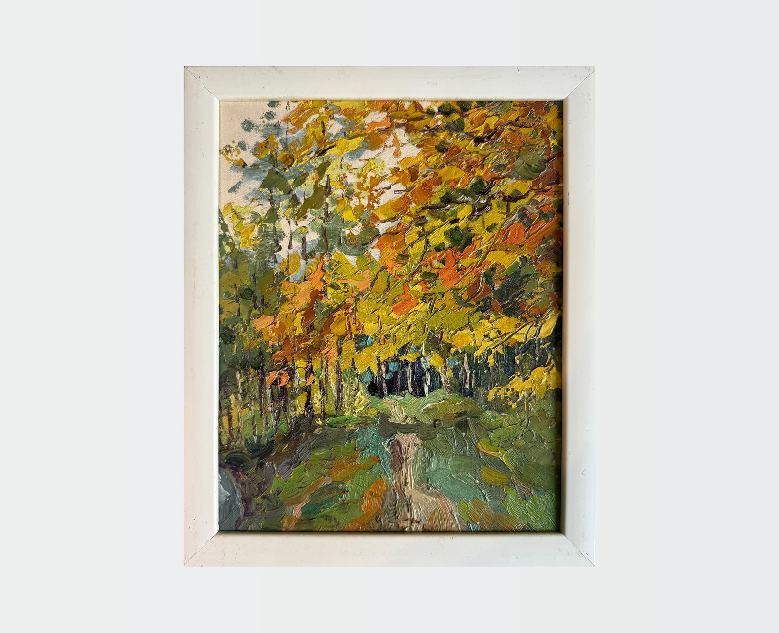 Oil painting with farme Carpathian stream K. Leonid - 2