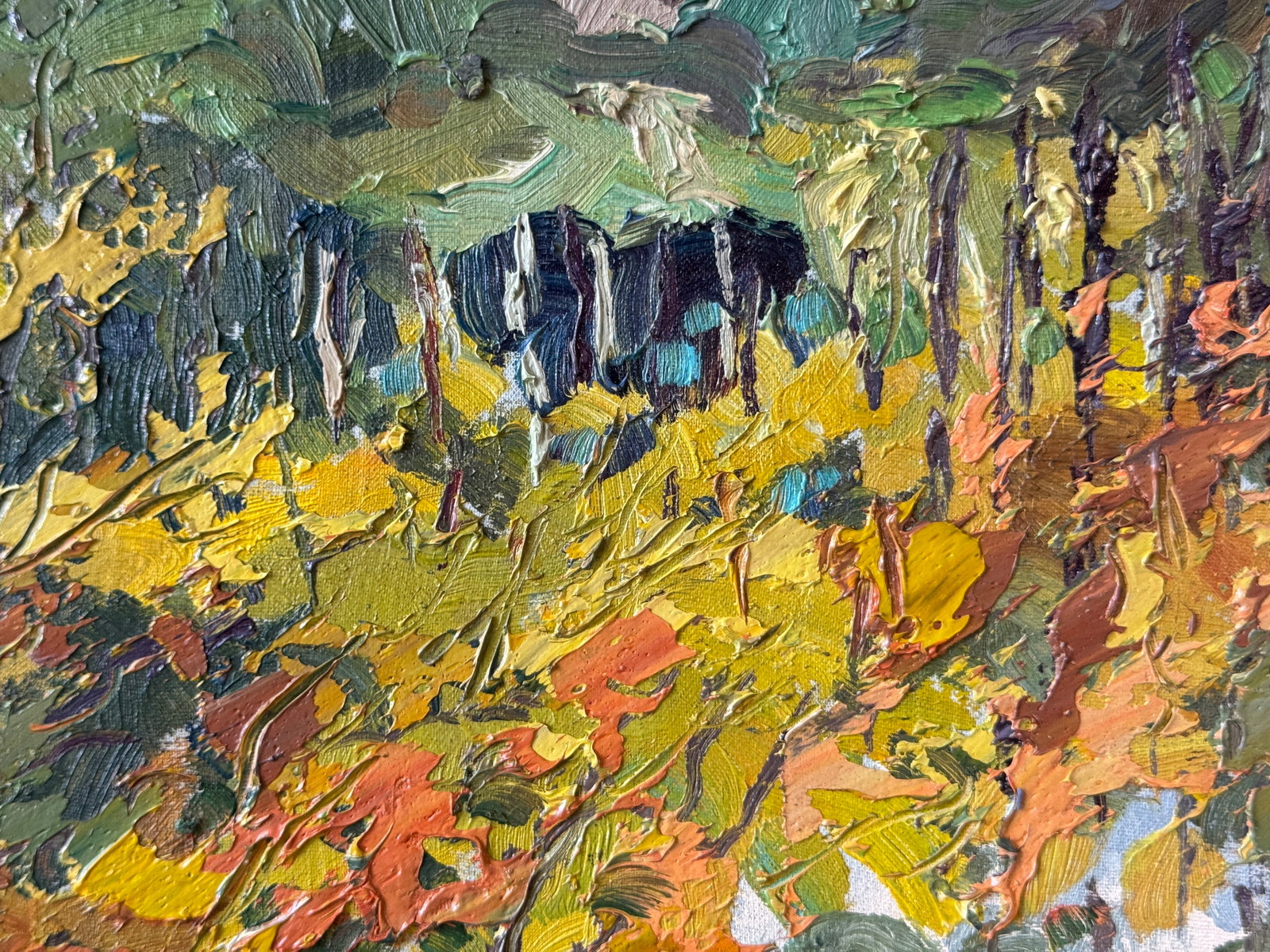 Oil painting with farme Carpathian stream K. Leonid - 4