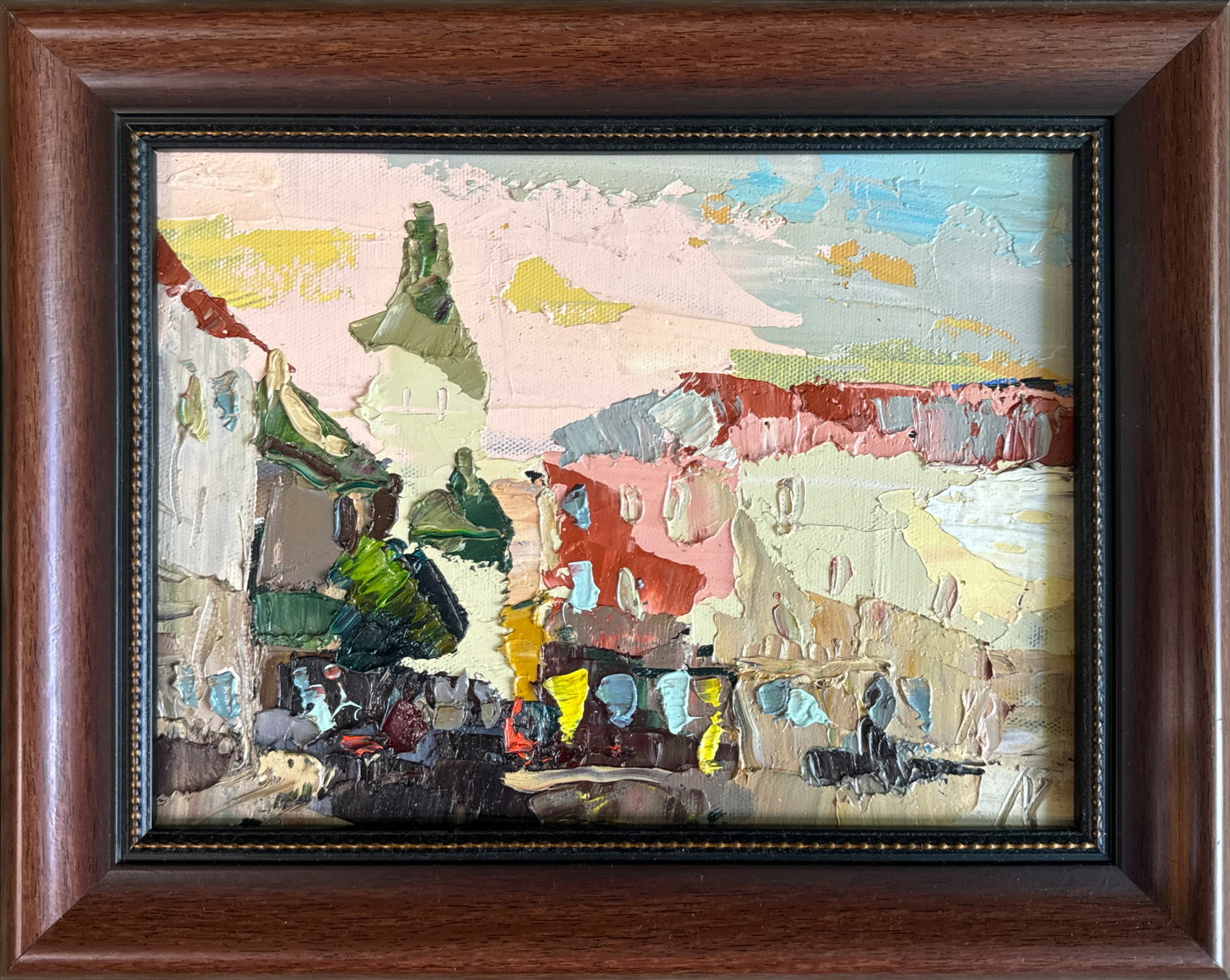 Oil painting with frame Lviv. Market K. Leonid: Title: Oil painting with frame Lviv. Market K. Leonid Description: 12KK Painter: K. Leonid S?ze: 18x24 cm/ 7.08x9.44 inches Components: oil, canvas, fiberboard Original painting CONDITION: exellent