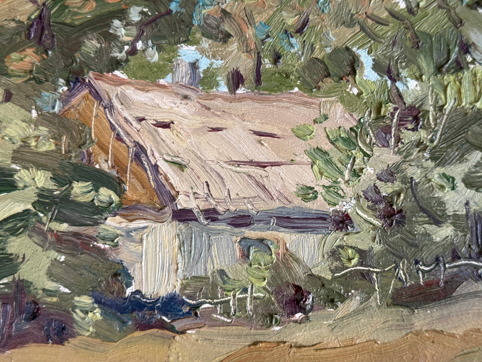 Oil painting with frame Old house K. Leonid - 4