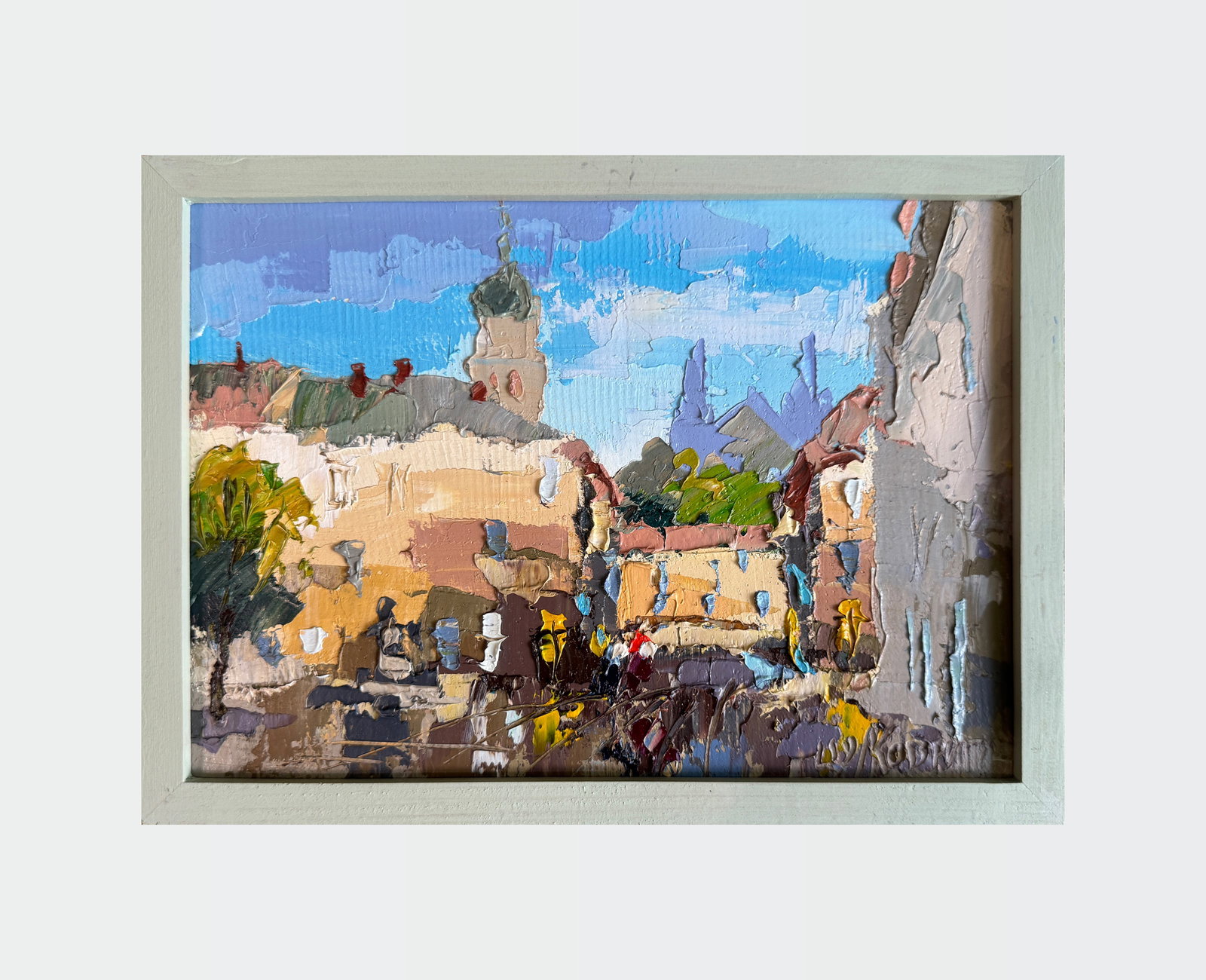 Oil painting with frame Lviv. Market K. Leonid - 2