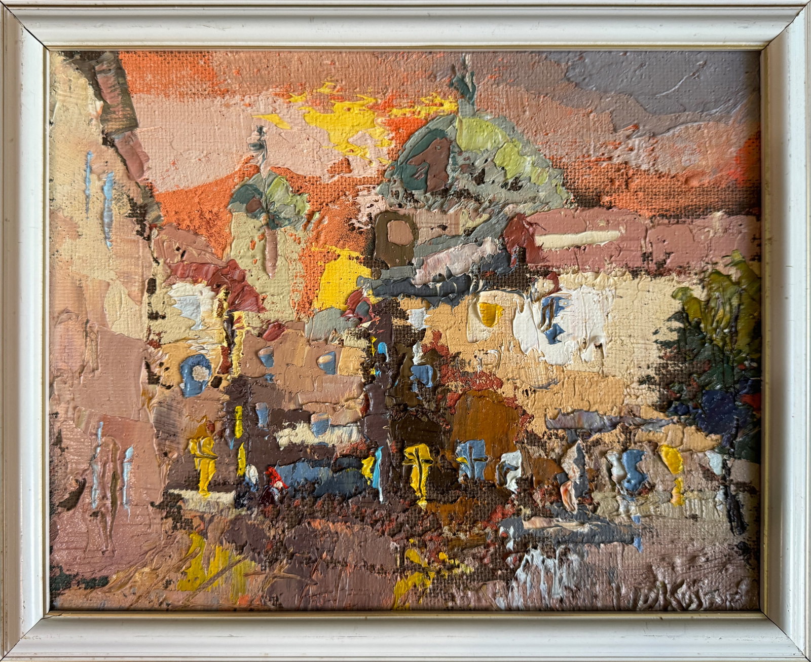 Oil painting with frame Lviv. Market K. Leonid: Title: Oil painting with frame Lviv. Market K. Leonid Description: 33KK Painter: K. Leonid S?ze: 24x30 cm/ 9.44x11.81 inches Components: oil, acrylic, fiberboard Original painting CONDITION: exellent